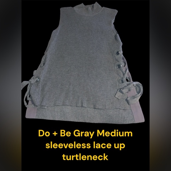 DO+BE Sweaters - Do + Be Medium sleeveless Lace up sides cotton turtleneck knitted sweater